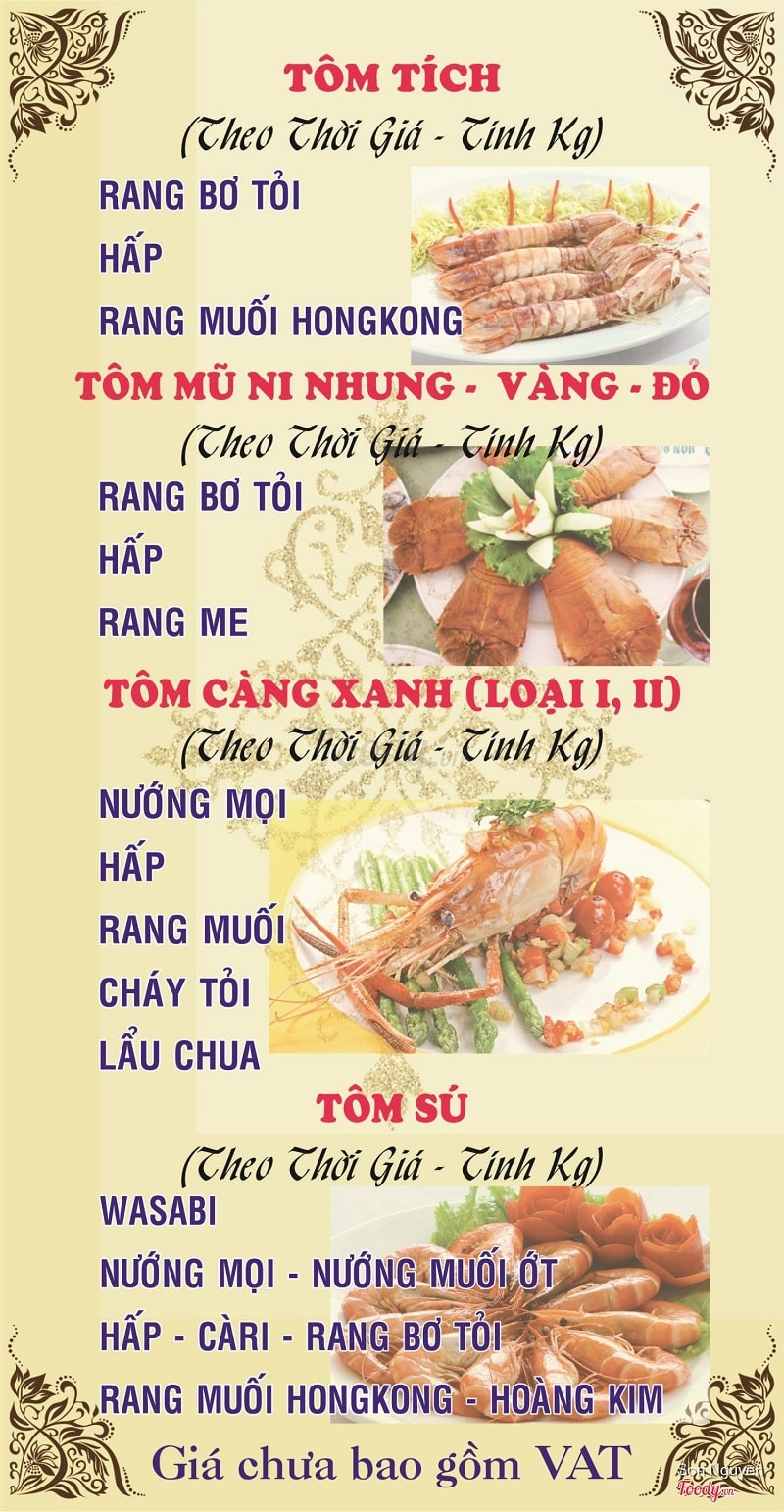 Nhà hàng Hương Biển Phú Quốc có thực đơn phong phú, đa dạng